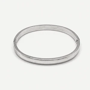 Pulsera esclava plateada lisa
