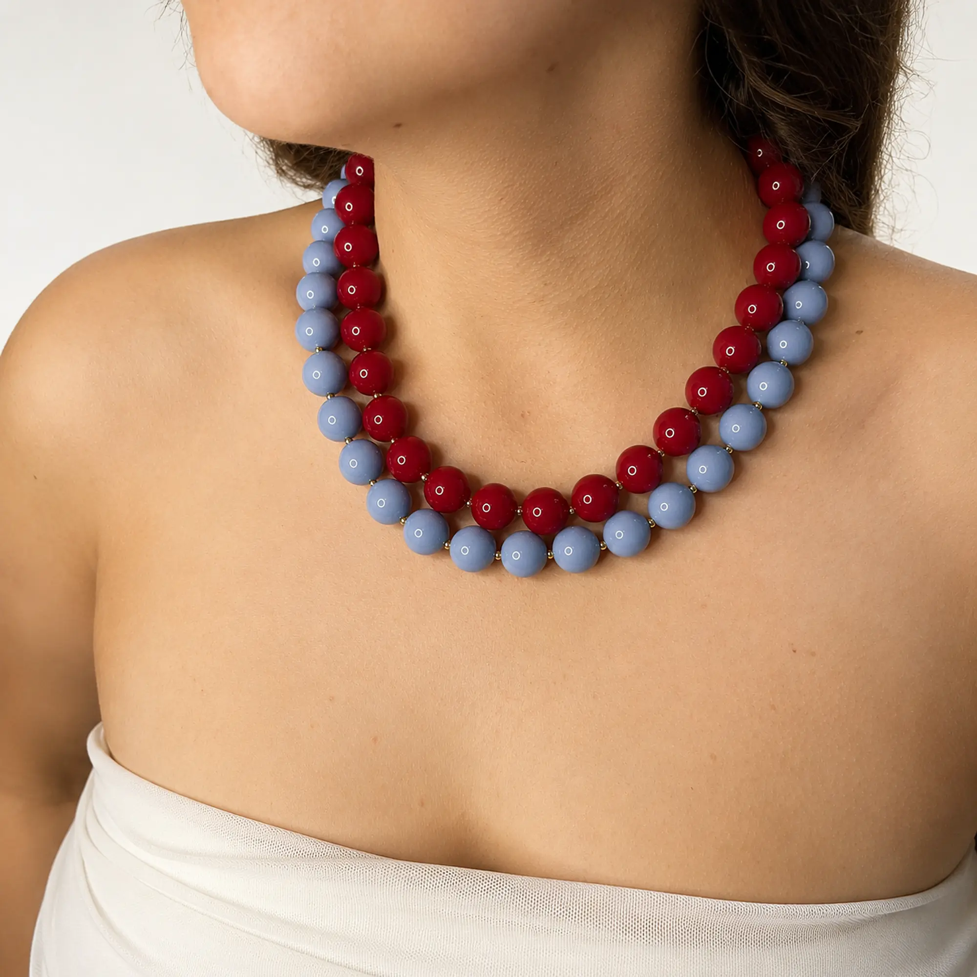 Collar de acero quirúrgico y esferas rojas 3