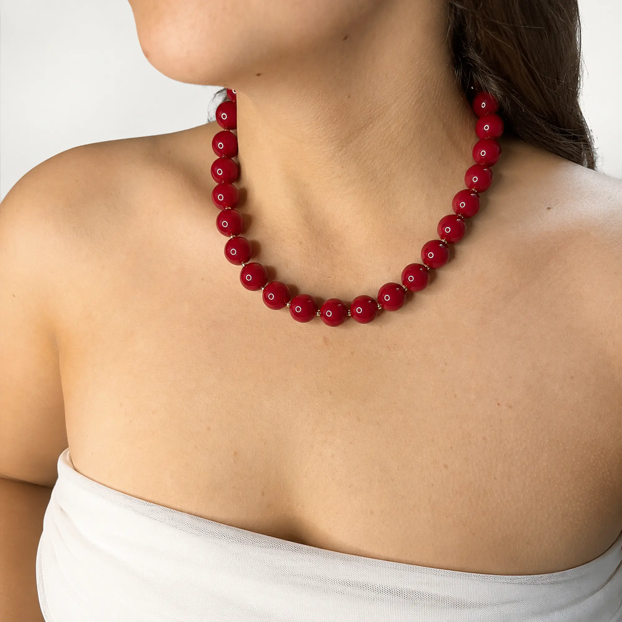 Collar de acero quirúrgico y esferas rojas 2