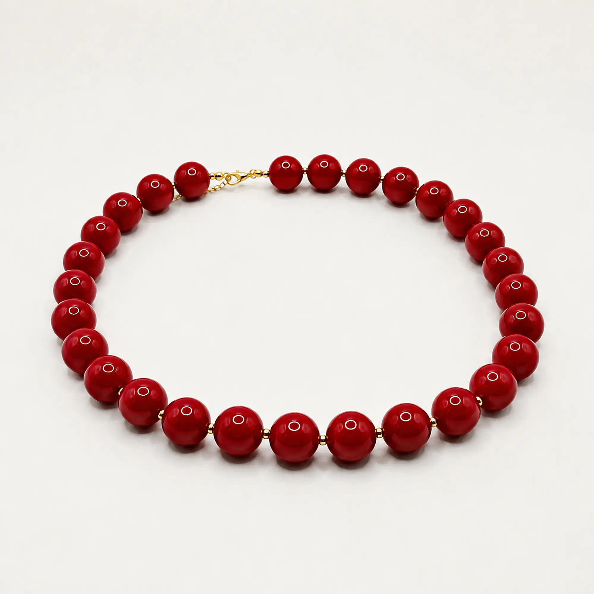 Collar de acero quirúrgico y esferas rojas 1