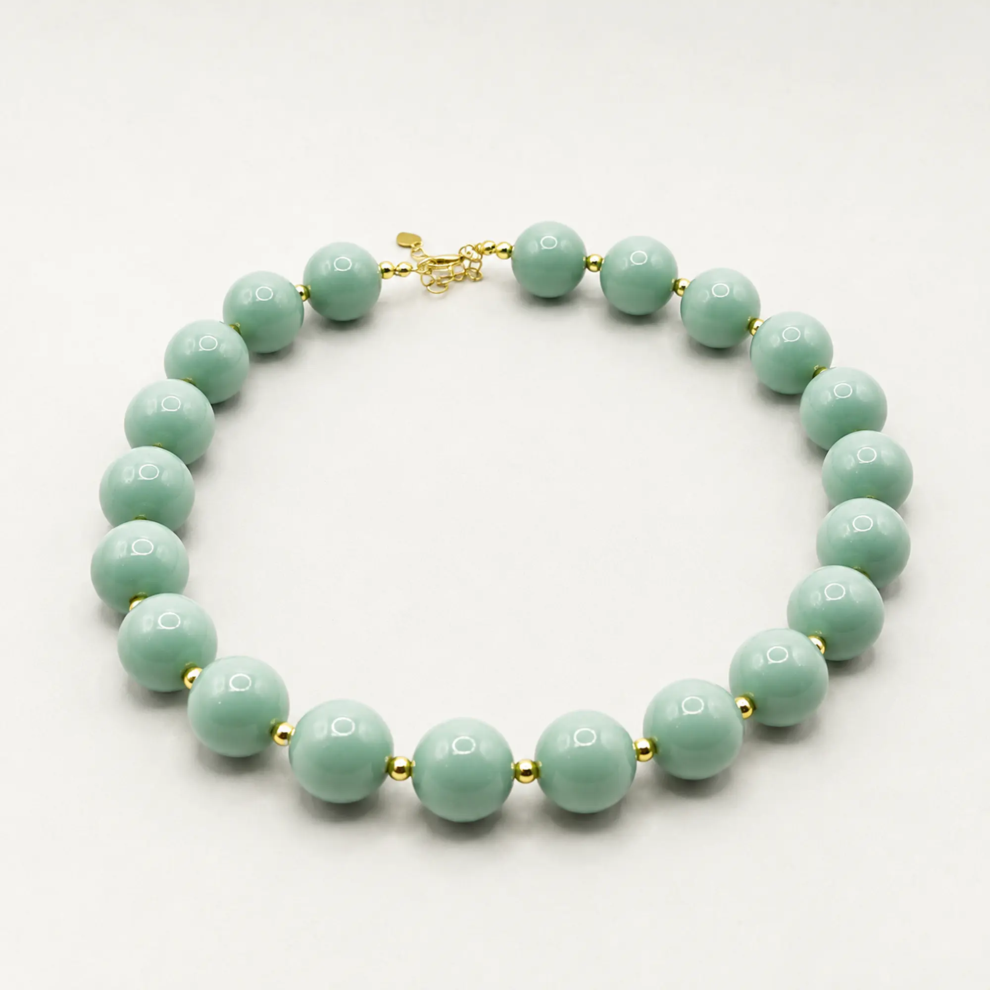 Collar de acero quirúrgico y esferas verde agua 1