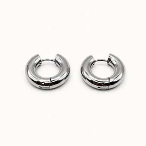 Argollas de acero quirúrgico chunky plateadas