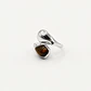 Anillo ajustable plateado con cristal café ovalado - Miniatura 1
