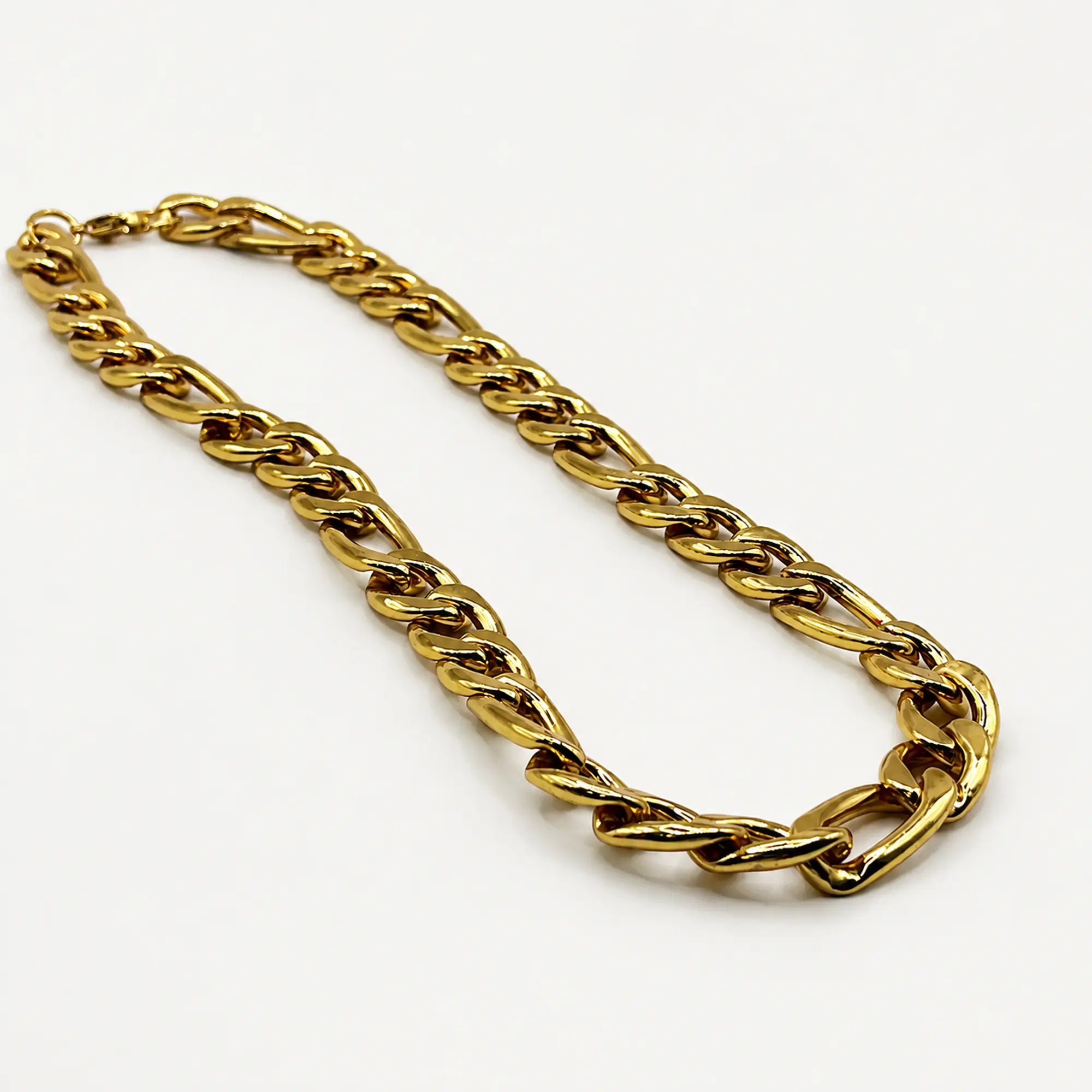 Collar de acero quirúrgico dorado de cadena gruesa 1