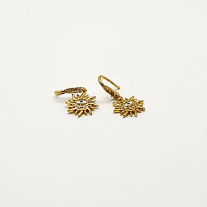 Aros de rodio dorados sol con ojo