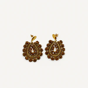 Aros bohemios café con mostacillas