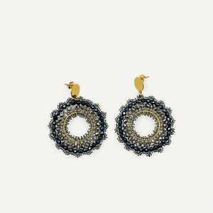 Aros bohemios grises con azul
