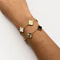 Pulsera de acero quirúrgico y nácar con flores negras y doradas - Miniatura 2
