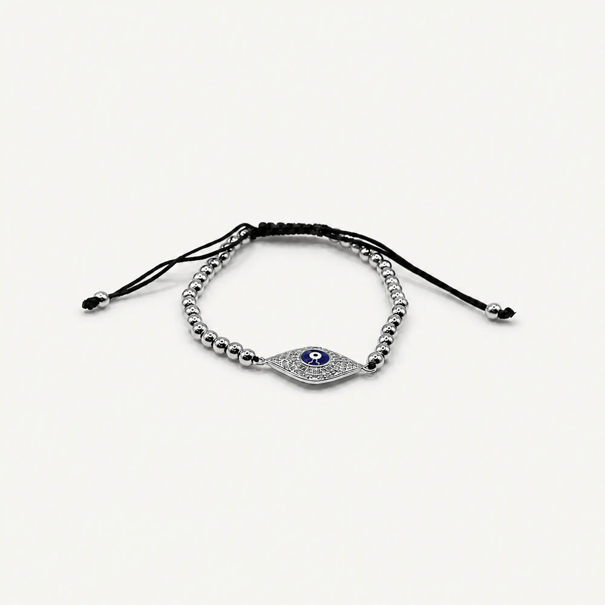 Pulsera de acero quirúrgico plateada con ojo místico ajustable 2