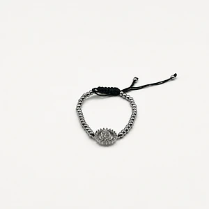 Pulsera de acero quirúrgico plateada con Virgen brillante ajustable