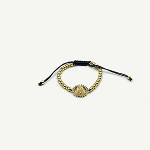 Pulsera de acero quirúrgico dorada con Virgen brillante ajustable