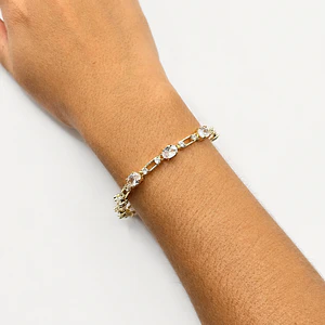 Pulsera de rodio dorada con cristales