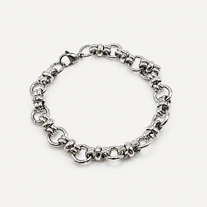 Pulsera de acero quirúrgico de cadena trenzada plateada