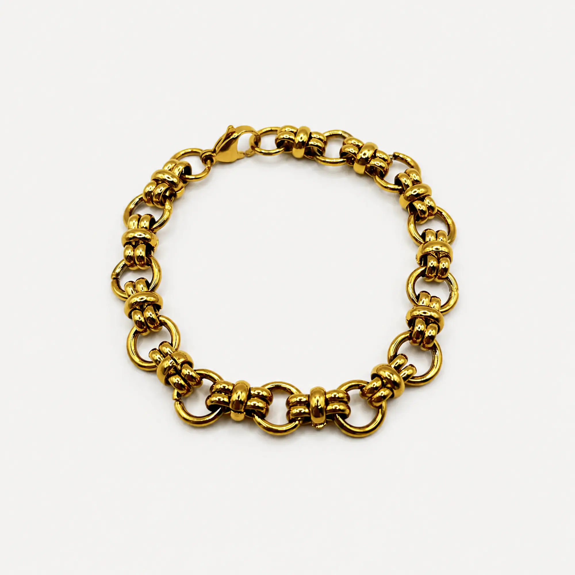 Pulsera de acero quirúrgico dorada de cadena circular trenzada 1