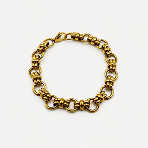 Pulsera de acero quirúrgico dorada de cadena circular trenzada