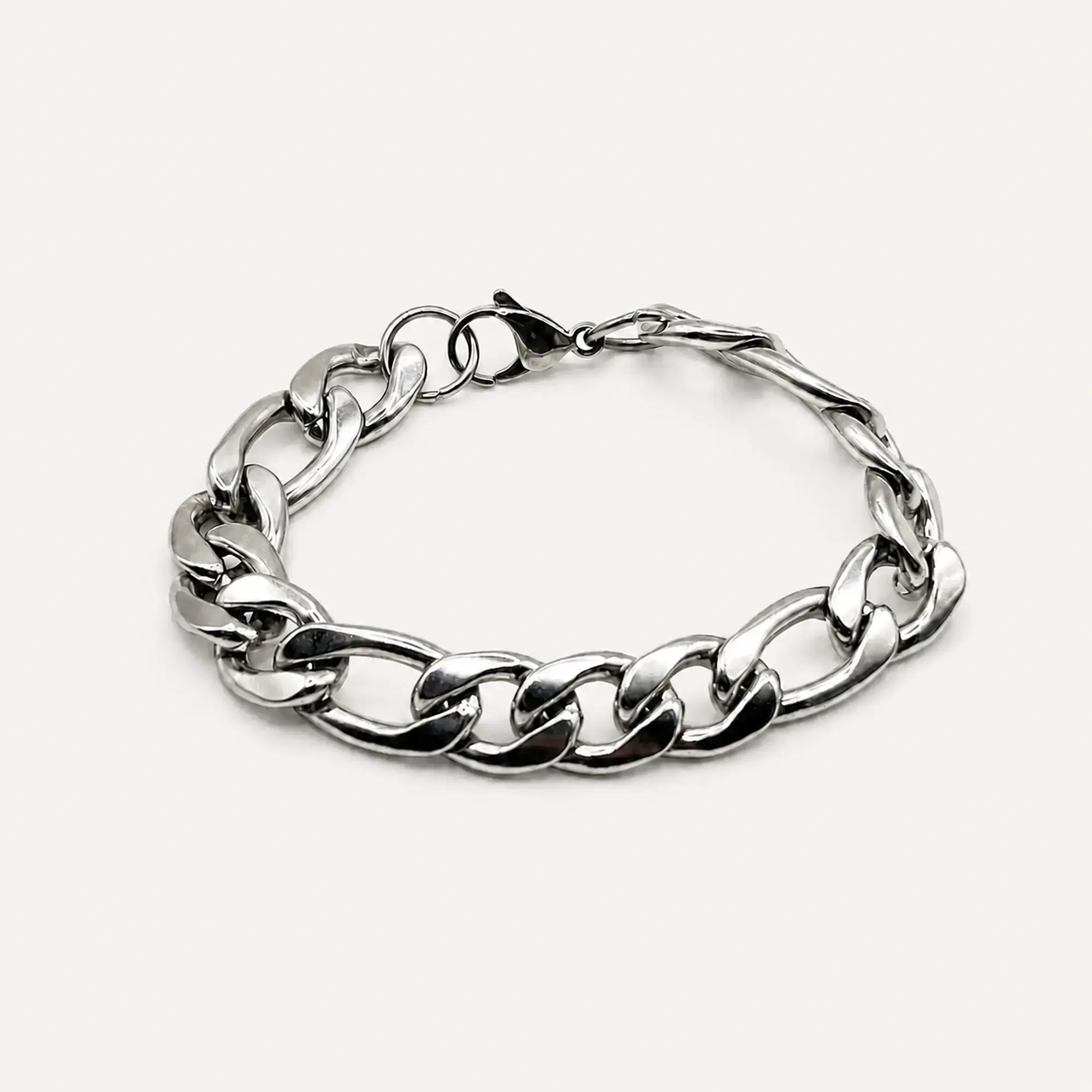 Pulsera de acero quirúrgico plateada de cadena gruesa 1