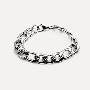Pulsera de acero quirúrgico plateada de cadena gruesa