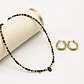 Conjunto de acero quirúrgico con choker de cristales negros y argollas doradas - Miniatura 2