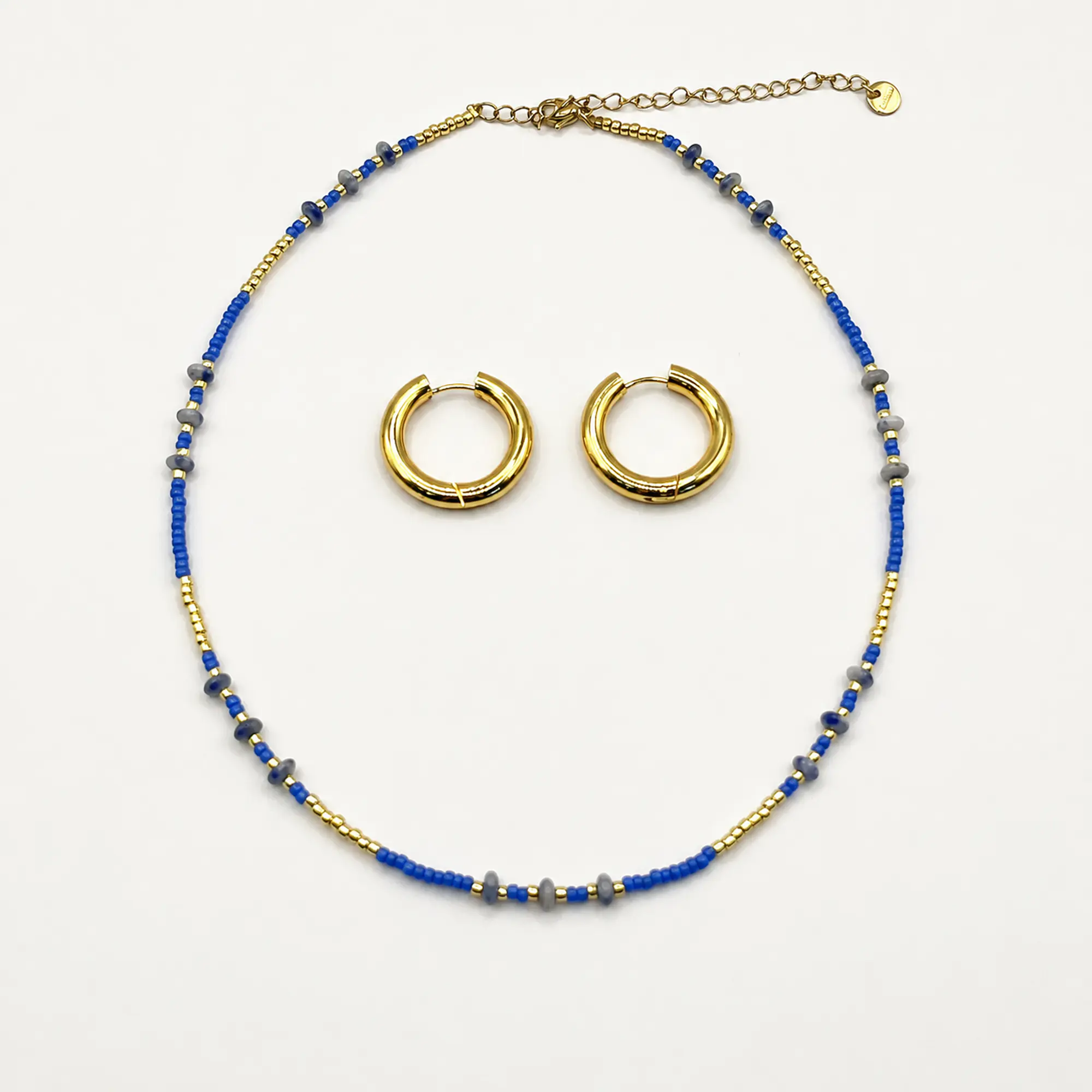 Conjunto pack chocker aro ace chocker azul con aro dorado 1