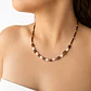 Collar de acero quirúrgico con perlas de río y piedras burdeo - Miniatura 2