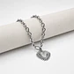 Collar de acero quirúrgico plateado de cadena con corazón sagrado - Miniatura 3