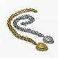 Collar de acero quirúrgico plateado de cadena con corazón sagrado - Miniatura 1