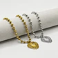 Collar de acero quirúrgico plateado de esferas con corazón sagrado - Miniatura 4