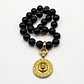 Collar de acero quirúrgico y esferas negras con medallón de león  - Miniatura 2
