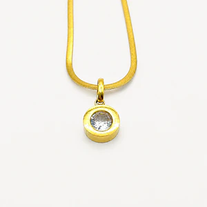 Colgante de acero dorado con punto de luz