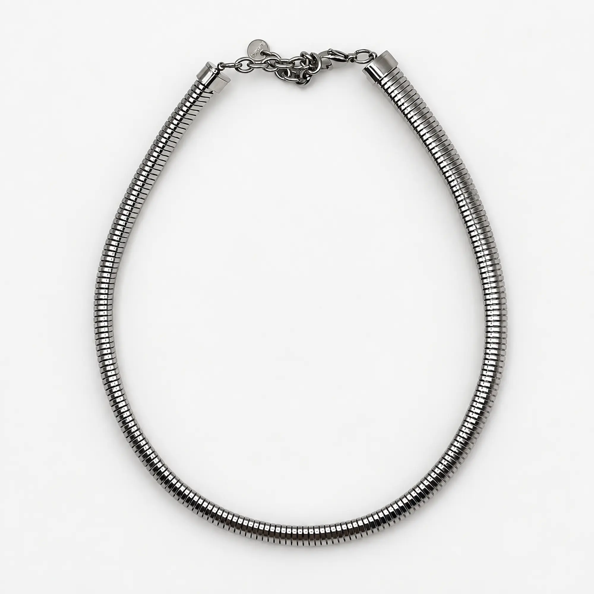 Choker acanalado de acero quirúrgico plateado  2