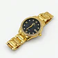 Reloj grande de acero dorado con fondo negro y cristales - Miniatura 1