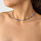 Choker de acero quirúrgico dorado con mostacillas azules - Miniatura 2