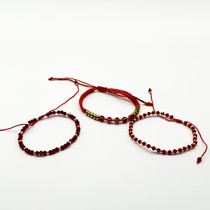 Set de 3 pulseras de acero quirúrgico con hilo ajustable