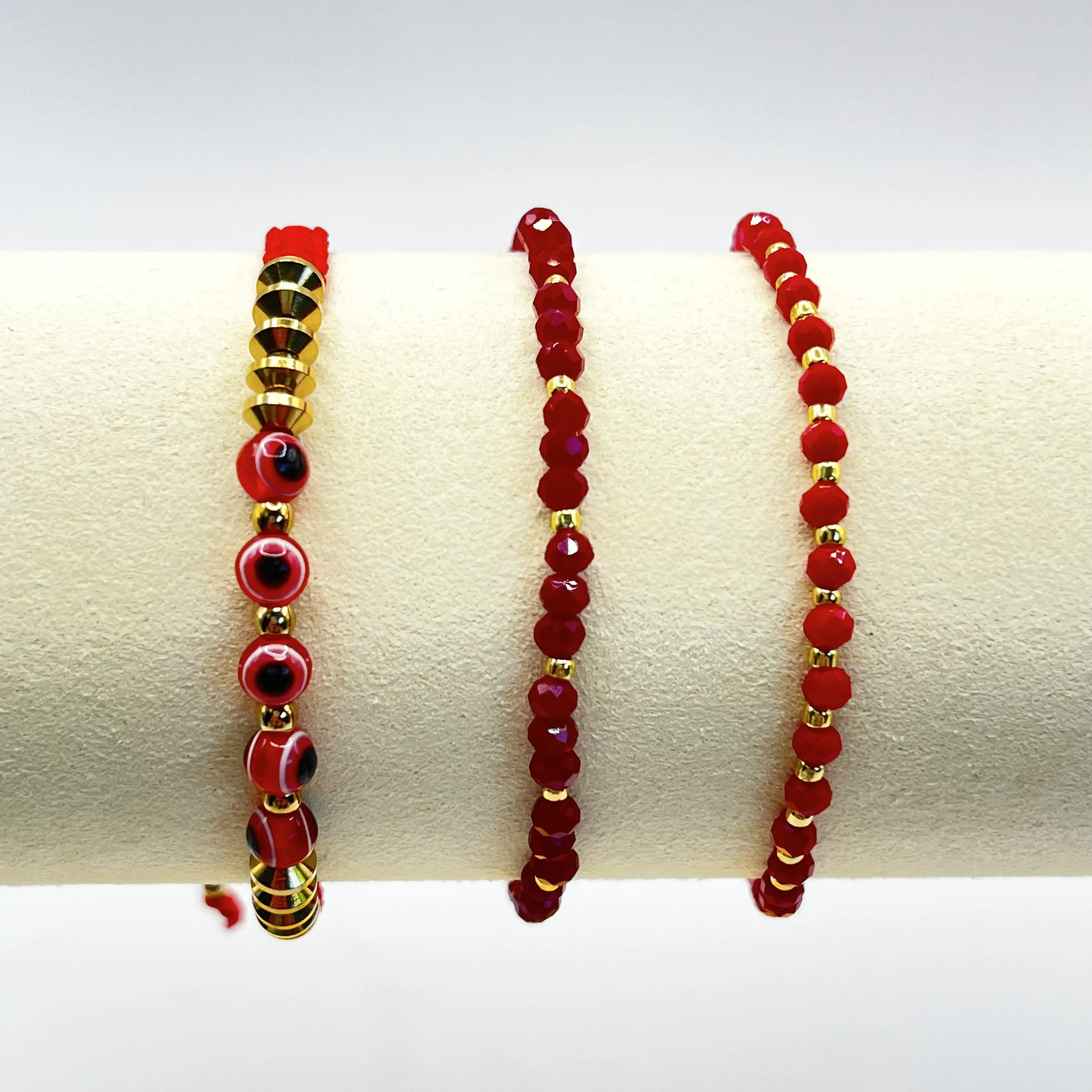 Set de 3 pulseras de acero quirúrgico con hilo ajustable 3