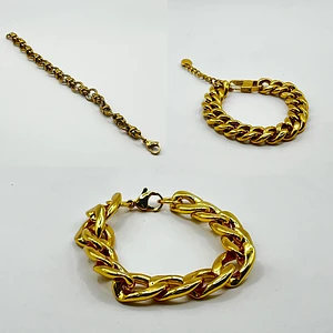 Set de 3 pulseras de acero tipo cadena