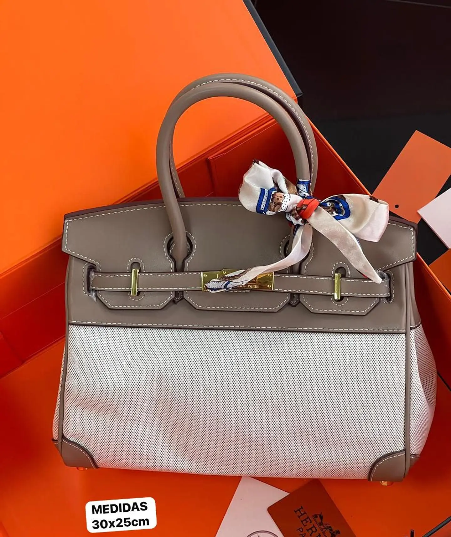 Bolso tipo Birkin bicolor  3