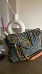 Bolso acolchado en denim con cadena dorada - Miniatura 2