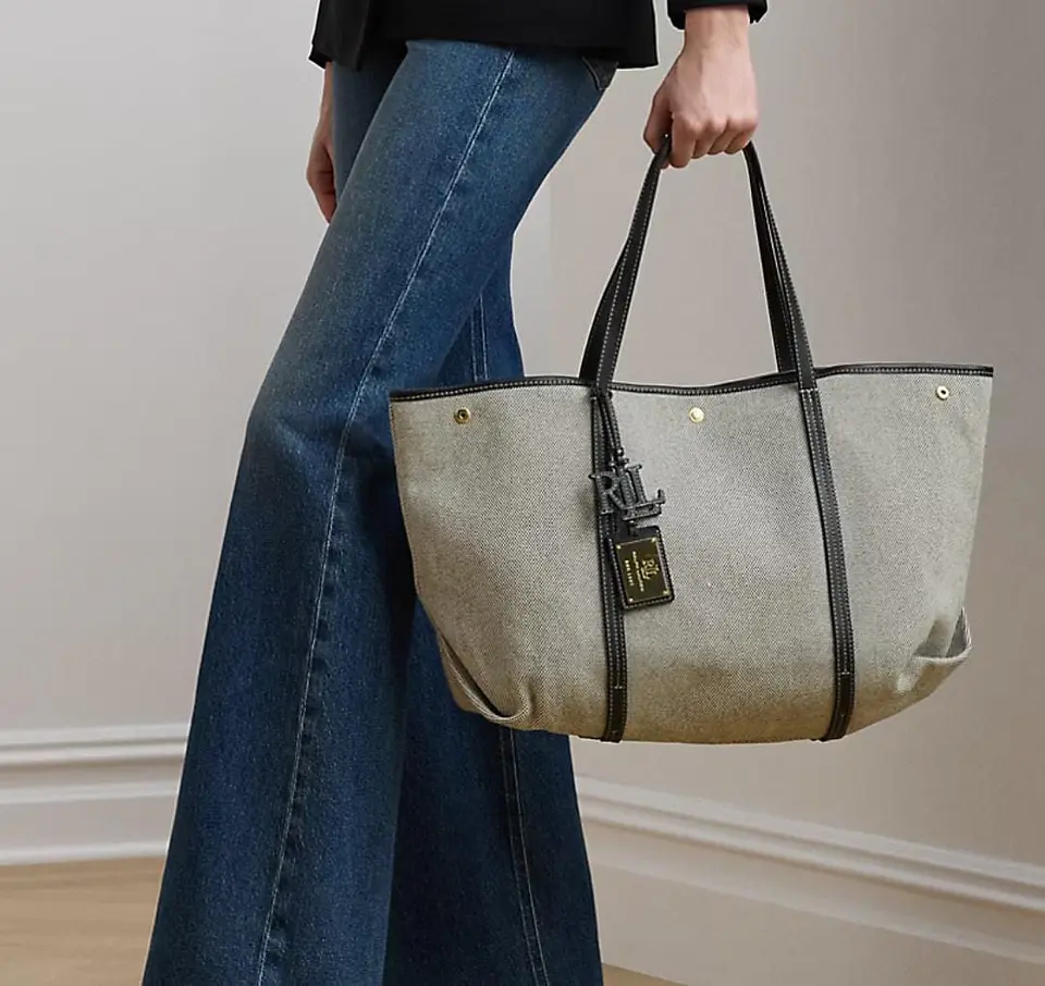 Tote de lona con asas de cuero 2