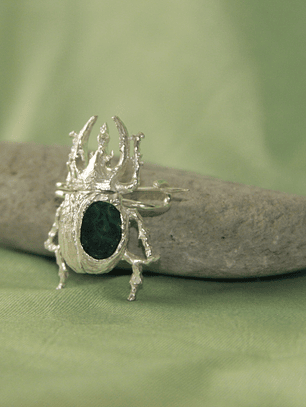 Escarabajo Rinocerante Plata Broche