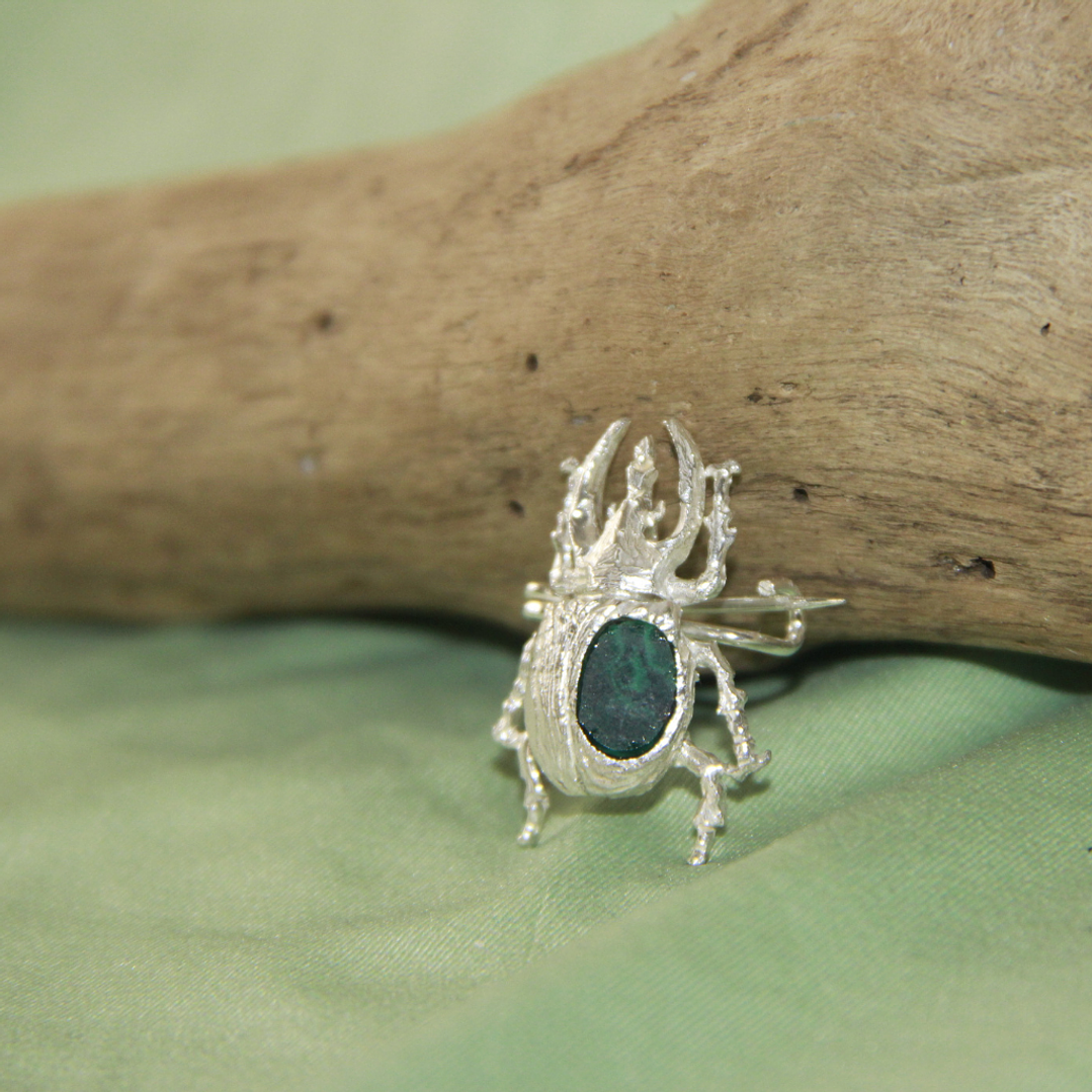 Escarabajo Rinocerante Plata Broche 2