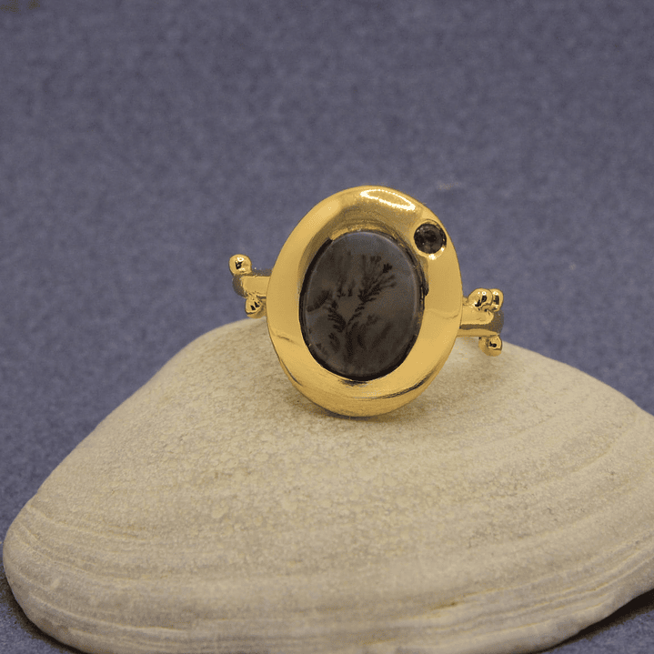 Anillo Dendrita Rubi Plata Dorado 4