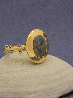 Anillo Dendrita Rubi Plata Dorado