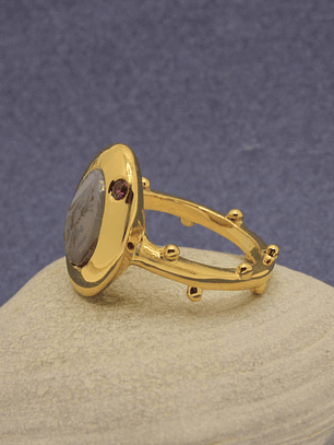 Anillo Dendrita Rubi Plata Dorado