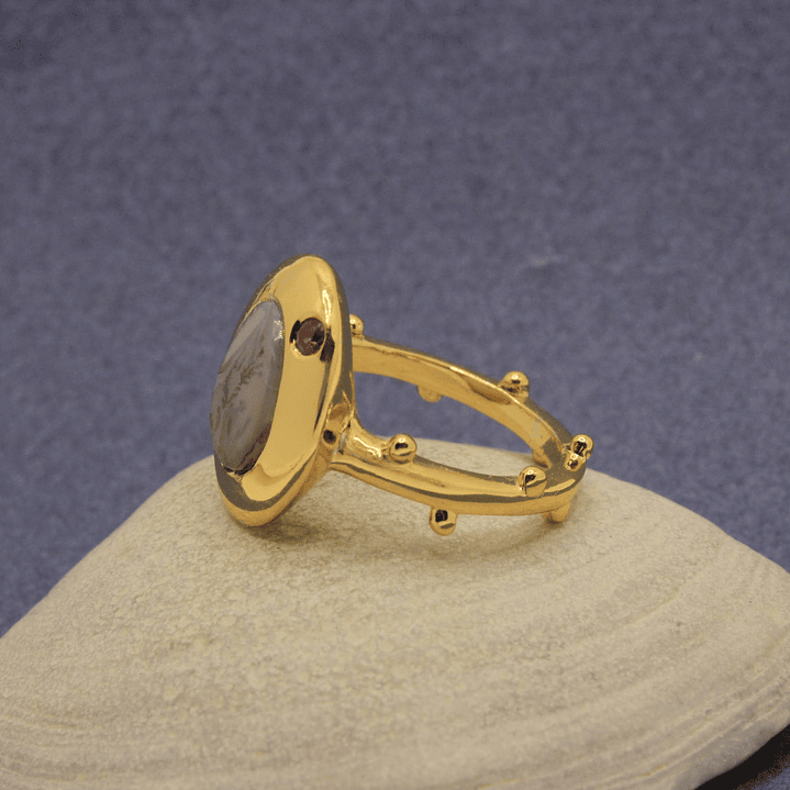 Anillo Dendrita Rubi Plata Dorado 2