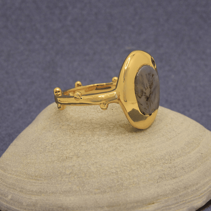 Anillo Dendrita Rubi Plata Dorado 5