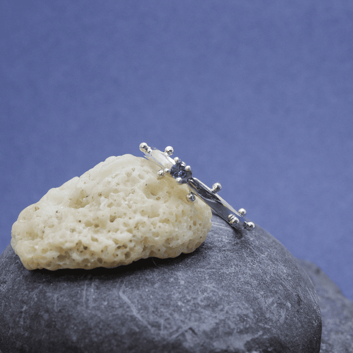 Anillo Zafiro Granulaciones Plata 2