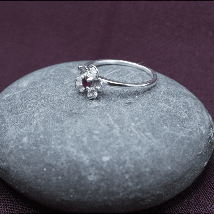 Anillo Flor de Guasca Rubí Plata 1