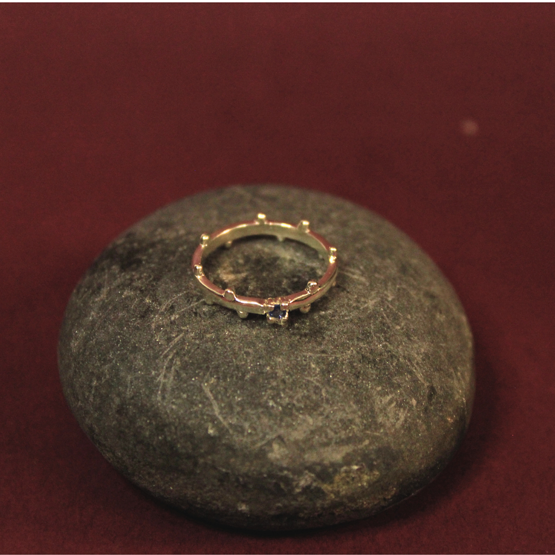 Anillo Zafiro Granulaciones Plata 1