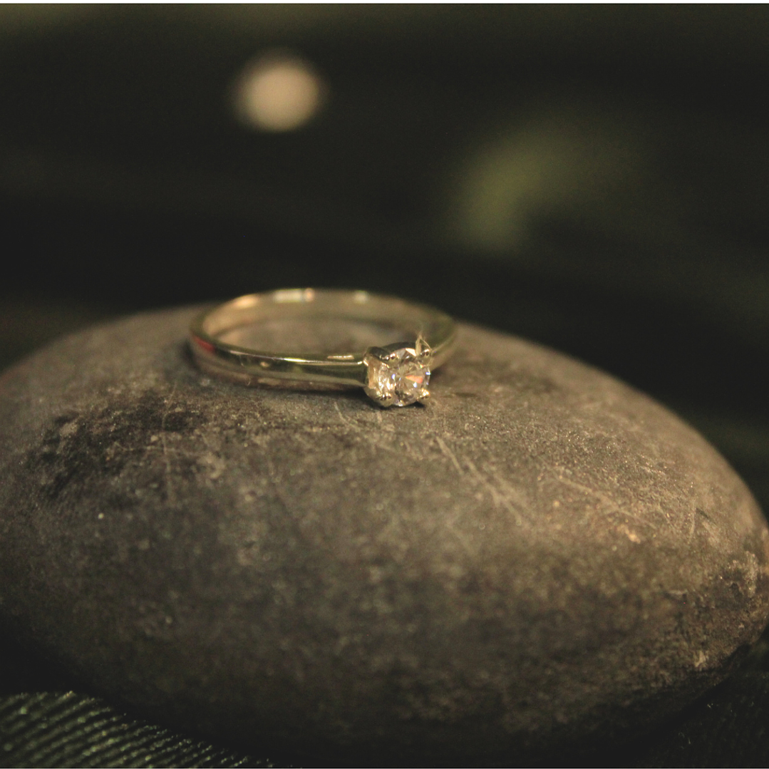 Anillo solitario compromiso  plata circón 3