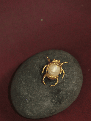 Collar escarabajo grande bronce bañado en oro